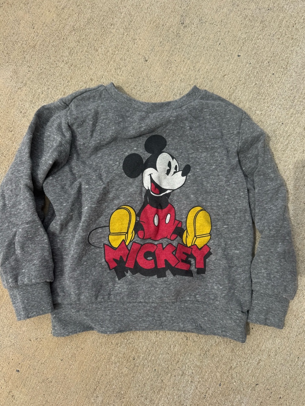 Disney Gray Crewneck Sweater with Black & White Mickey Graphic